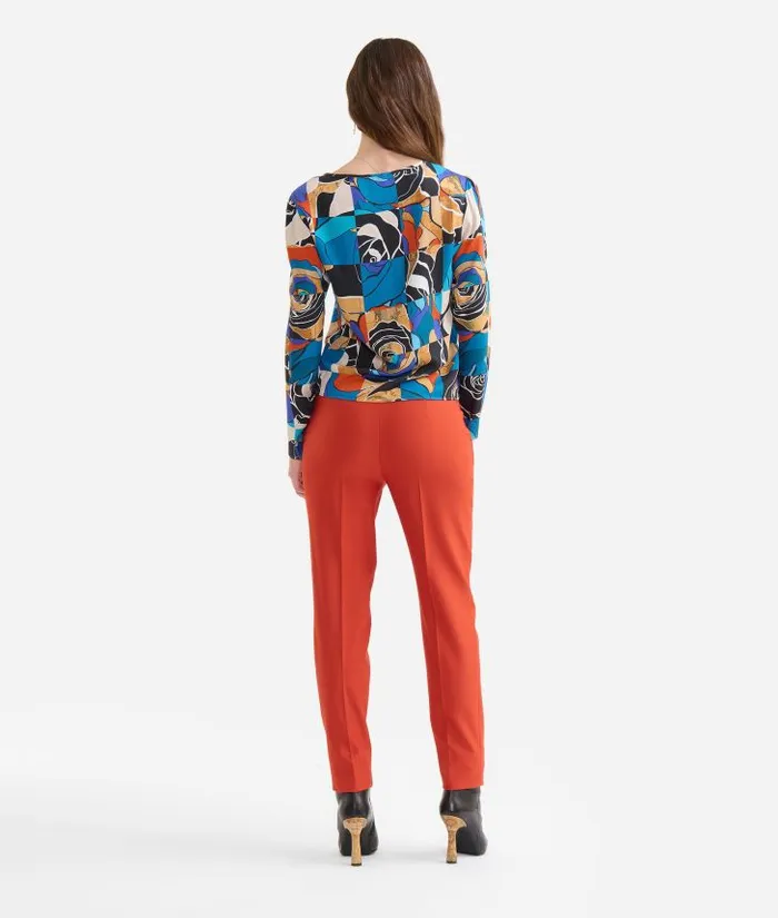 Woman Knitwears Shirts and Tops Alviero Martini Desert Rose Print Viscose Blouse With Knot Blue