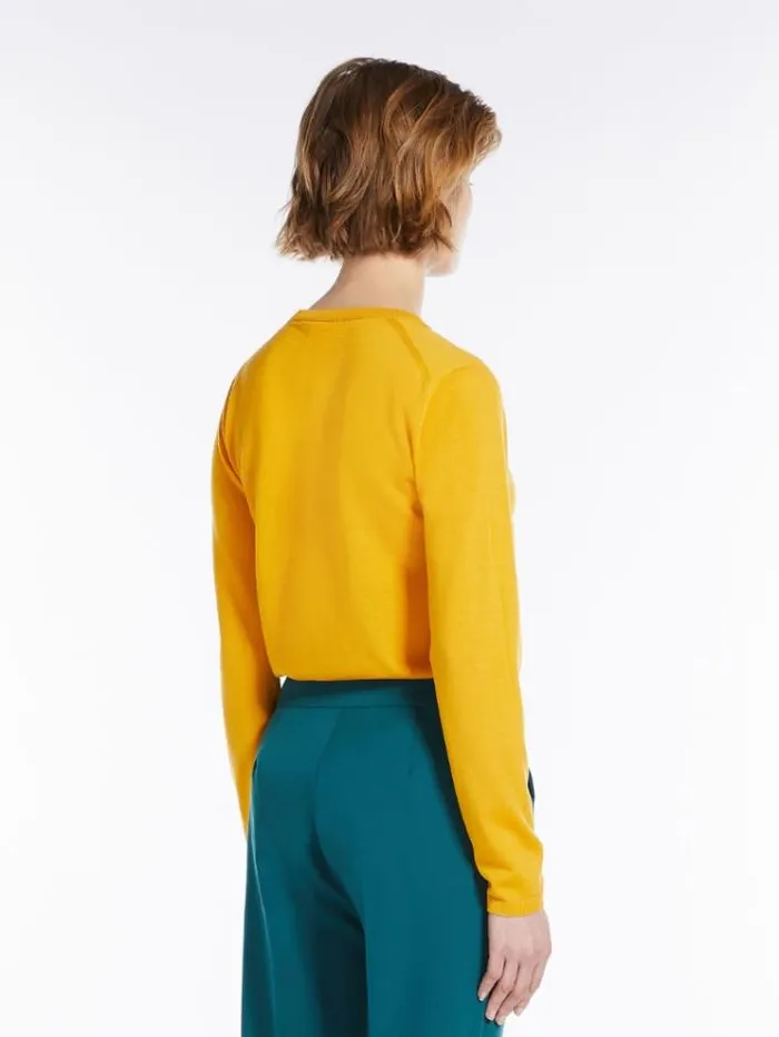 Woman Lightweight Wool Jumper Bright Yellow Maxmara Knitwear And Sweatshirts Woman Lightweight Wool Jumper Bright Yellow Maxmara Knitwear And Sweatshirts
