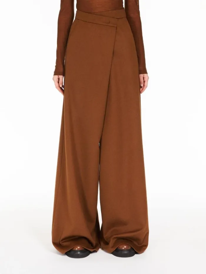 Woman Long Camel Colour Trousers Tobacco Maxmara Trousers