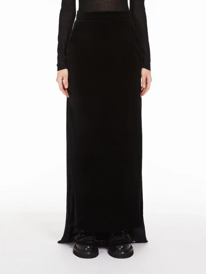 Woman Long Velvet Skirt Black Maxmara Skirts