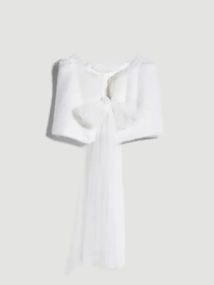 Woman Mink Effect Faux Fur Shawl White Maxmara Bridal Accessories Woman Mink Effect Faux Fur Shawl White Maxmara Bridal Accessories