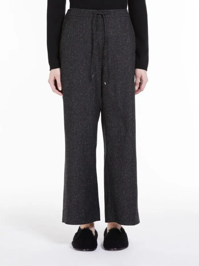 Woman Patterned Wool Joggers Black Maxmara Trousers