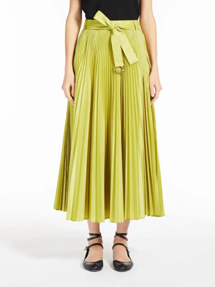 Woman Pleated Silk Blend Skirt Lemon Maxmara Skirts