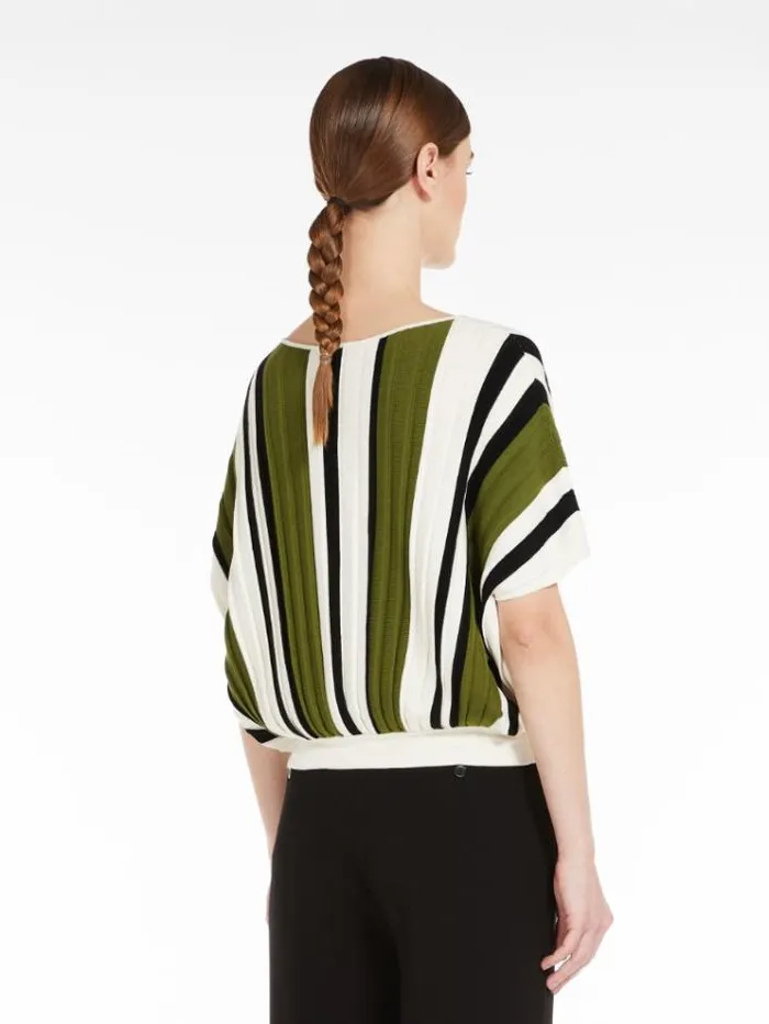 Woman Pleated Top In Viscose Yarn Green Maxmara Knitwear And Sweatshirts Woman Pleated Top In Viscose Yarn Green Maxmara Knitwear And Sweatshirts