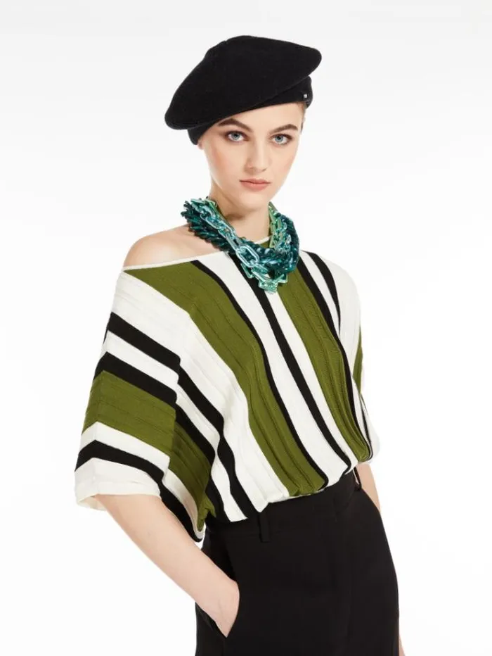 Woman Pleated Top In Viscose Yarn Green Maxmara Knitwear And Sweatshirts Woman Pleated Top In Viscose Yarn Green Maxmara Knitwear And Sweatshirts