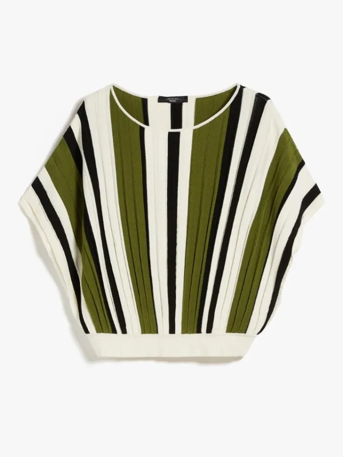 Woman Pleated Top In Viscose Yarn Green Maxmara Knitwear And Sweatshirts Woman Pleated Top In Viscose Yarn Green Maxmara Knitwear And Sweatshirts