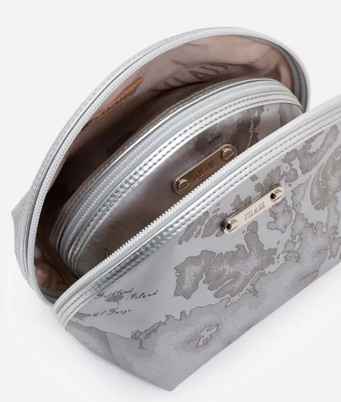 Woman Pouches and Toiletry Bags Alviero Martini Small Case Kit 3 Pouches In Pearl Grey Rubberized Fabric
