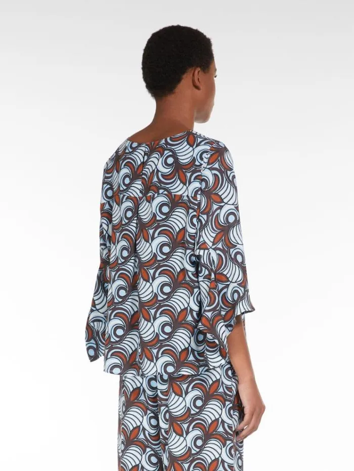 Woman Printed Silk Blouse Tobacco Maxmara Shirts And Tops Woman Printed Silk Blouse Tobacco Maxmara Shirts And Tops