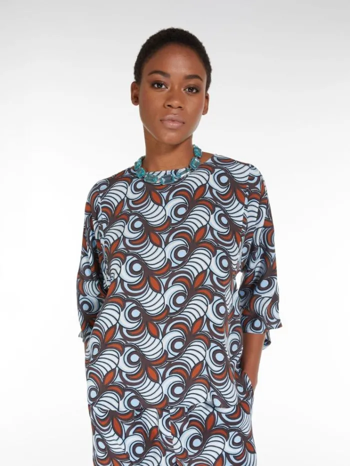 Woman Printed Silk Blouse Tobacco Maxmara Shirts And Tops Woman Printed Silk Blouse Tobacco Maxmara Shirts And Tops