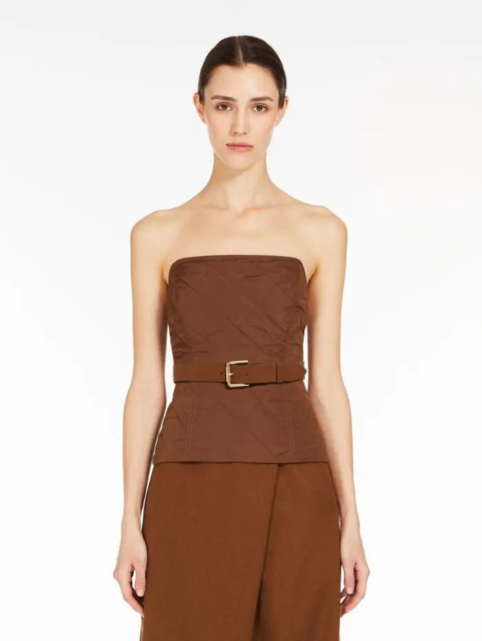 Woman Quilted Taffeta Bustier Tobacco Maxmara Shirts And Tops