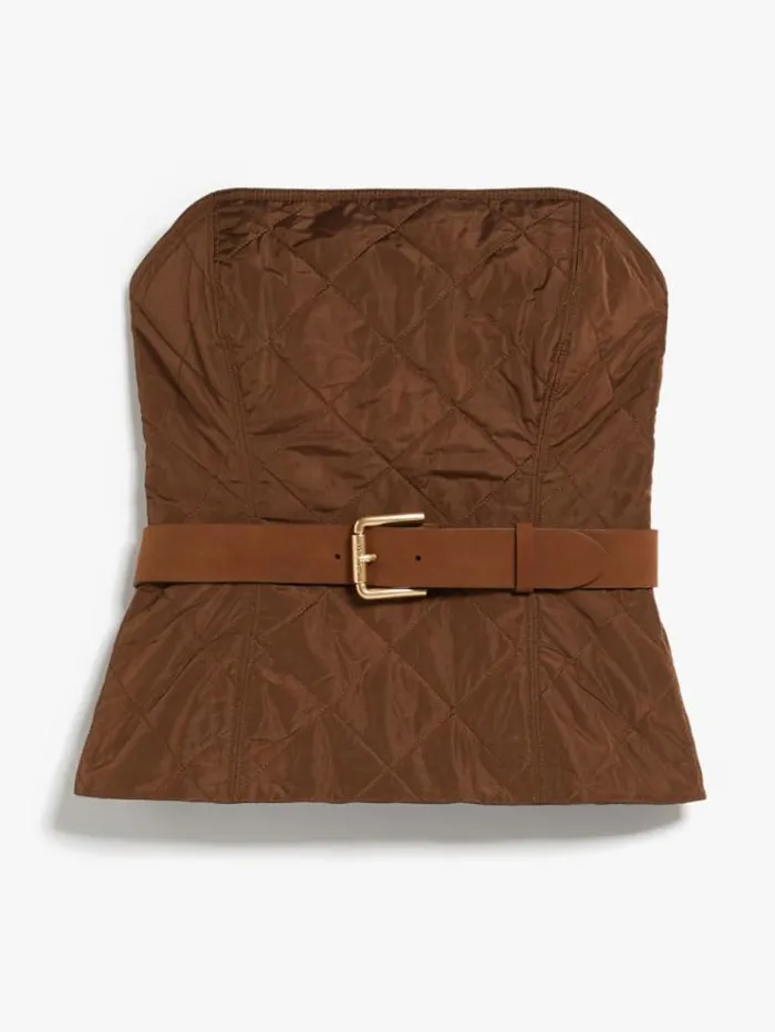 Woman Quilted Taffeta Bustier Tobacco Maxmara Shirts And Tops Woman Quilted Taffeta Bustier Tobacco Maxmara Shirts And Tops
