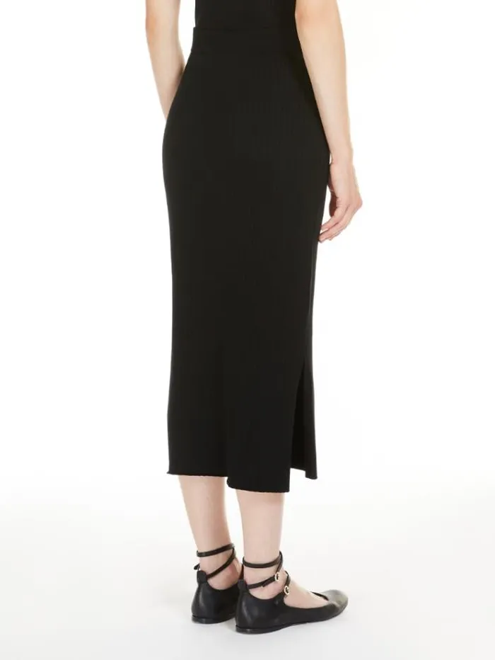 Woman Ribknit Viscose Pencil Skirt Black Maxmara Skirts