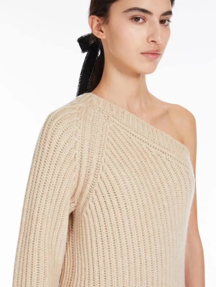 Woman Ribbed Wool And Cashmere Oneshoulder Dress Honey Maxmara Dresses Woman Ribbed Wool And Cashmere Oneshoulder Dress Honey Maxmara Dresses