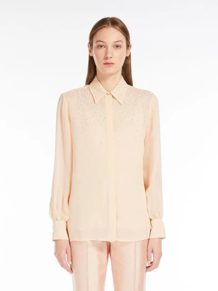 Woman Silk Georgette Shirt Powder Maxmara Shirts And Tops