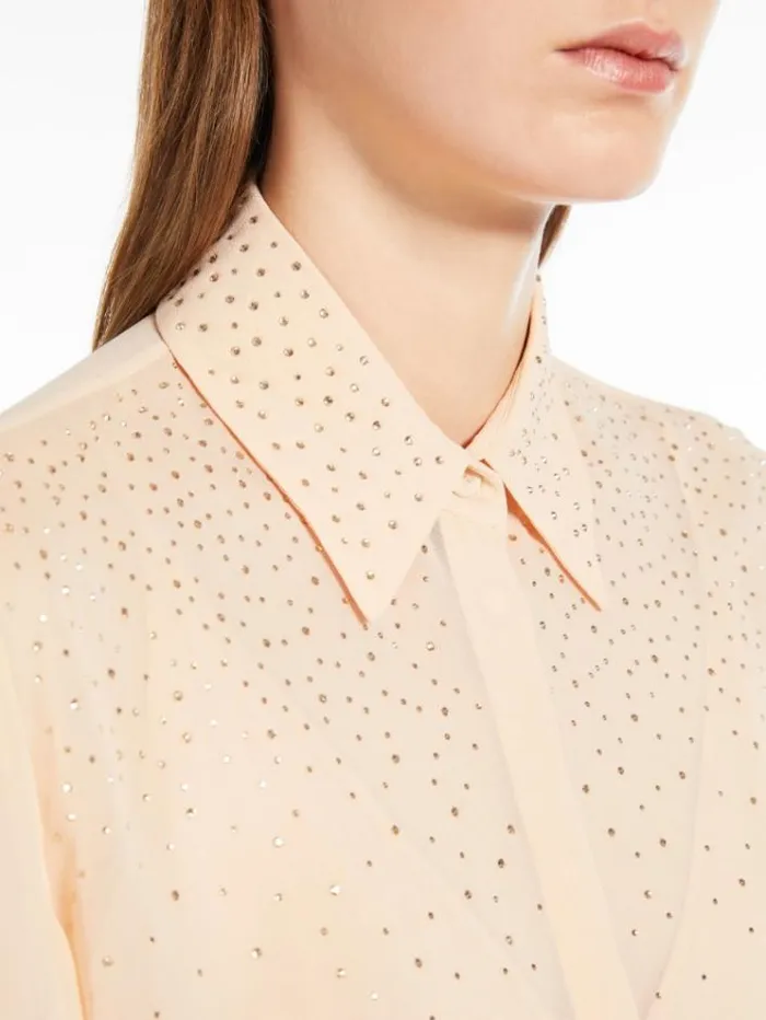 Woman Silk Georgette Shirt Powder Maxmara Shirts And Tops Woman Silk Georgette Shirt Powder Maxmara Shirts And Tops