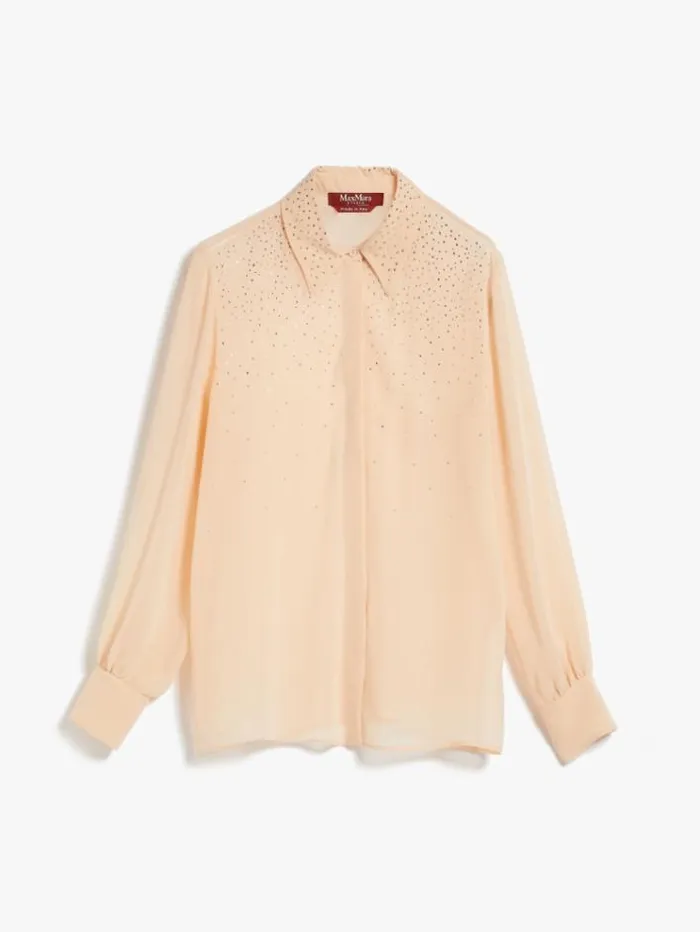 Woman Silk Georgette Shirt Powder Maxmara Shirts And Tops Woman Silk Georgette Shirt Powder Maxmara Shirts And Tops