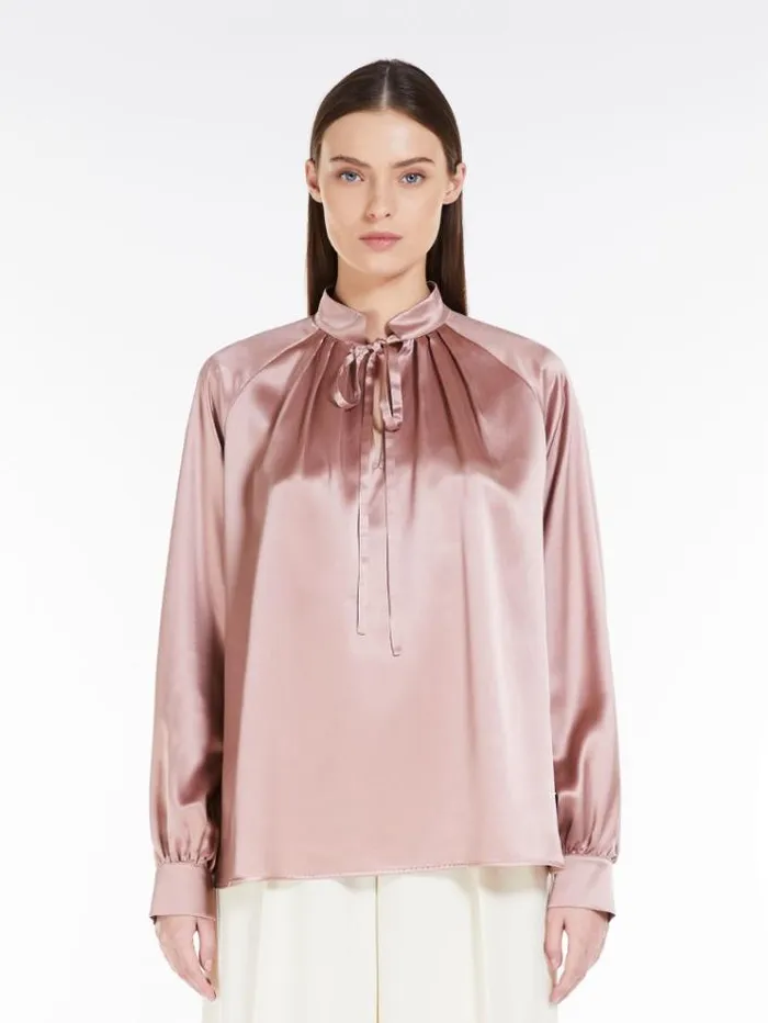 Woman Silk Satin Shirt Pink Maxmara Shirts And Tops