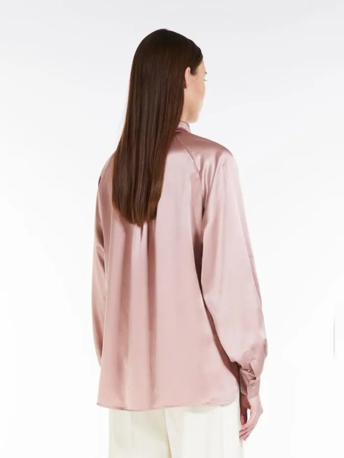 Woman Silk Satin Shirt Pink Maxmara Shirts And Tops Woman Silk Satin Shirt Pink Maxmara Shirts And Tops