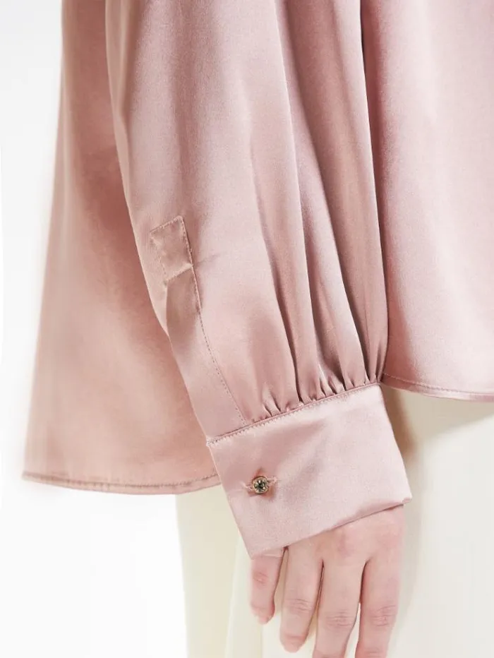 Woman Silk Satin Shirt Pink Maxmara Shirts And Tops Woman Silk Satin Shirt Pink Maxmara Shirts And Tops