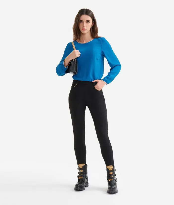 Woman Skirts and Trousers Alviero Martini Punto Milano Jersey Slim Trousers Black