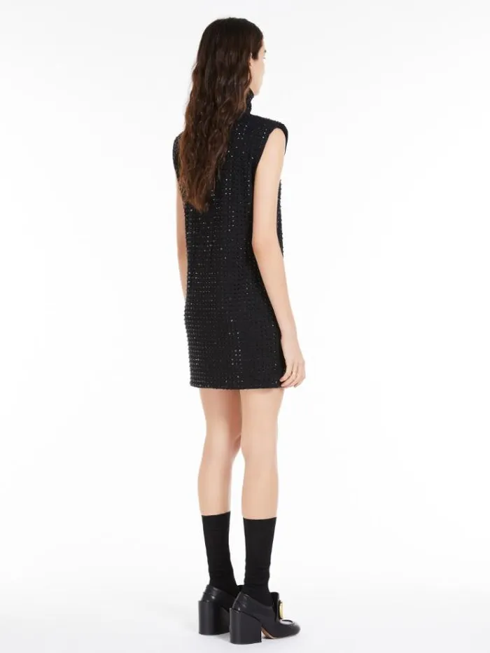 Woman Sleeveless Dress With Rhinestones Black Maxmara Dresses