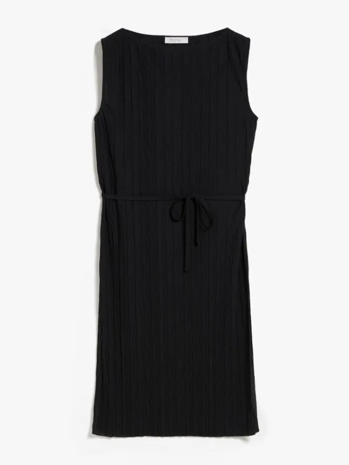 Woman Sleeveless Pleated Jersey Tunic Black Maxmara Tshirts