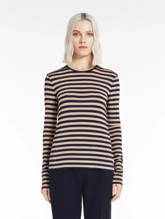 Woman Slimfit Viscose Jersey Tshirt Navy Maxmara Tshirts