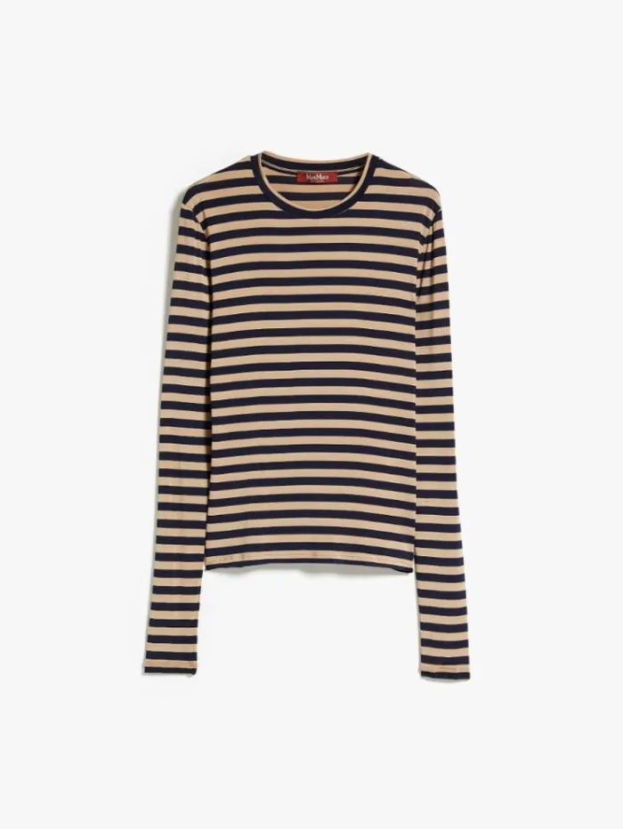 Woman Slimfit Viscose Jersey Tshirt Navy Maxmara Tshirts Woman Slimfit Viscose Jersey Tshirt Navy Maxmara Tshirts
