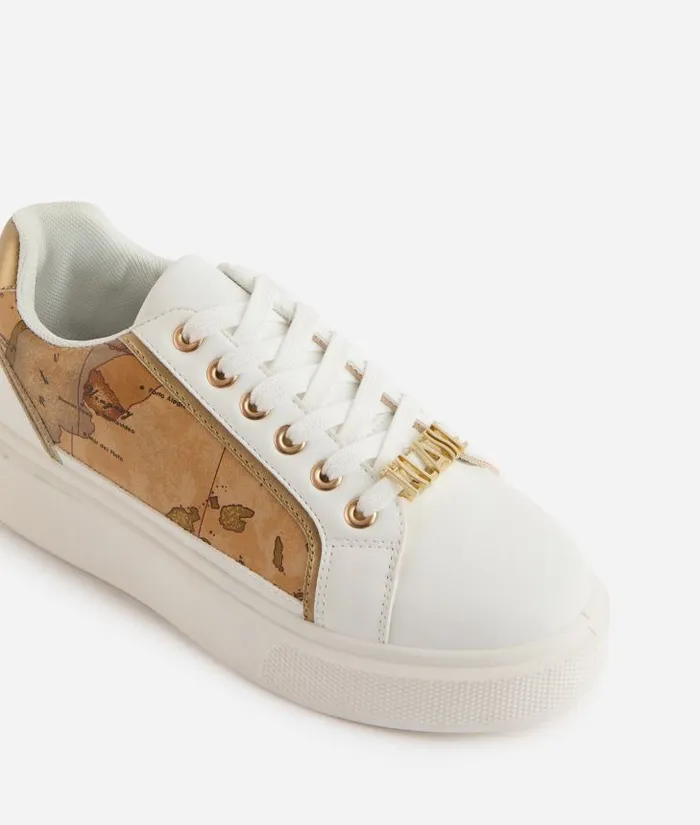 Woman Sneakers Alviero Martini Faux Napa Leather Sneakers With 1 Classe Charm And Geo Classic Sides White