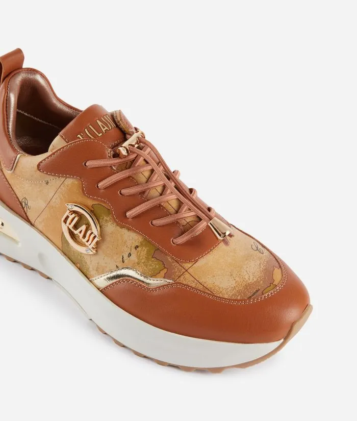 Woman Sneakers Alviero Martini Geo Road Marrakech Faux Napa Leather Sneakers Chestnut