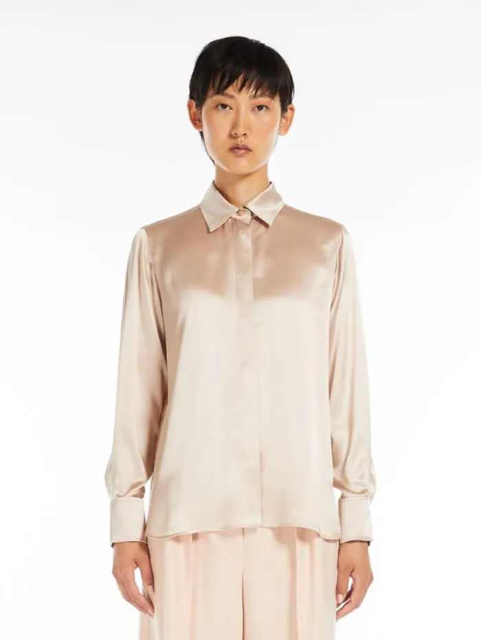 Woman Soft Silk Shirt Pink Maxmara Shirts And Tops
