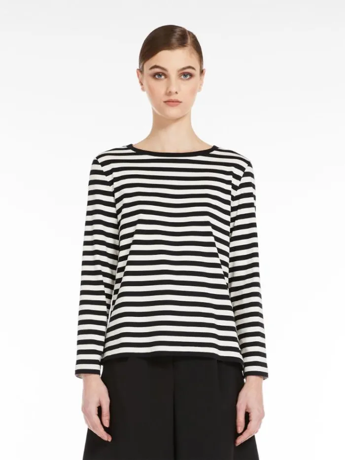 Woman Striped Jersey Tshirt Ivory Maxmara Tshirts