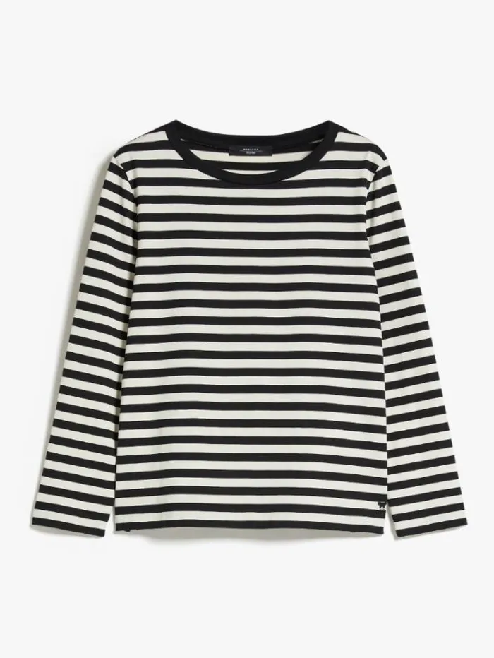 Woman Striped Jersey Tshirt Ivory Maxmara Tshirts Woman Striped Jersey Tshirt Ivory Maxmara Tshirts