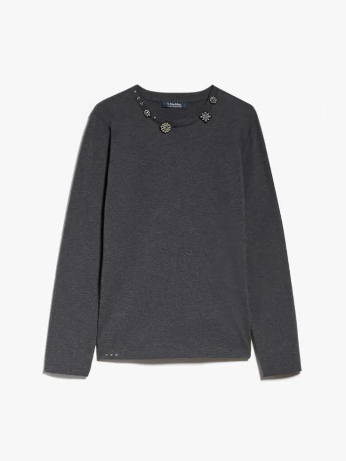 Woman Studded Jersey Tshirt Dark Grey Maxmara Tshirts Woman Studded Jersey Tshirt Dark Grey Maxmara Tshirts