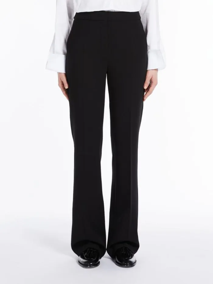 Woman Tailored Wool Crpe Trousers Black Maxmara Trousers