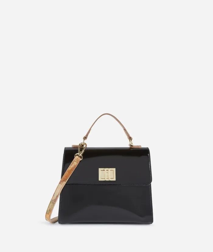 Woman Top Handle Bags Alviero Martini Brilliant Bag Mini Tote Bag With Crossbody Strap Black Woman Top Handle Bags Alviero Martini Brilliant Bag Mini Tote Bag With Crossbody Strap Black