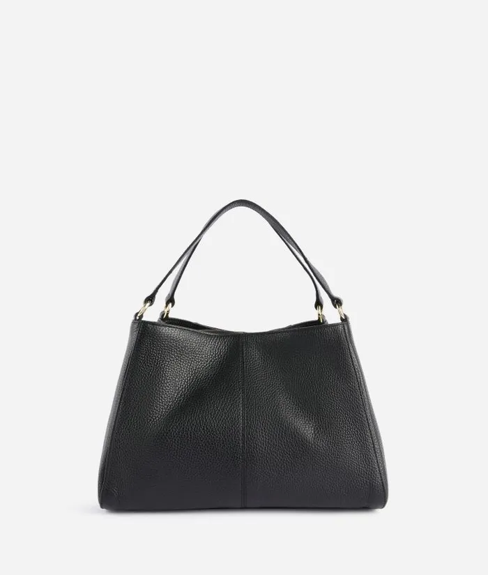 Woman Top Handle Bags Alviero Martini Universe Leather Bowler Bag With Crossbody Strap Black