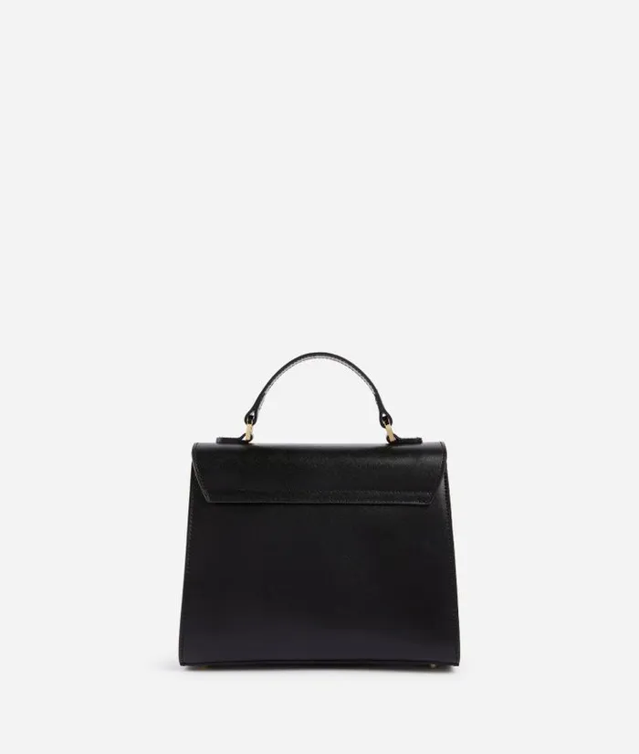 Woman Top Handle Bags Alviero Martini Winter Spirit Mini Smooth Leather Tote Bag With Crossbody Strap Black
