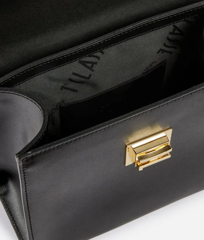 Woman Top Handle Bags Alviero Martini Winter Spirit Mini Smooth Leather Tote Bag With Crossbody Strap Black