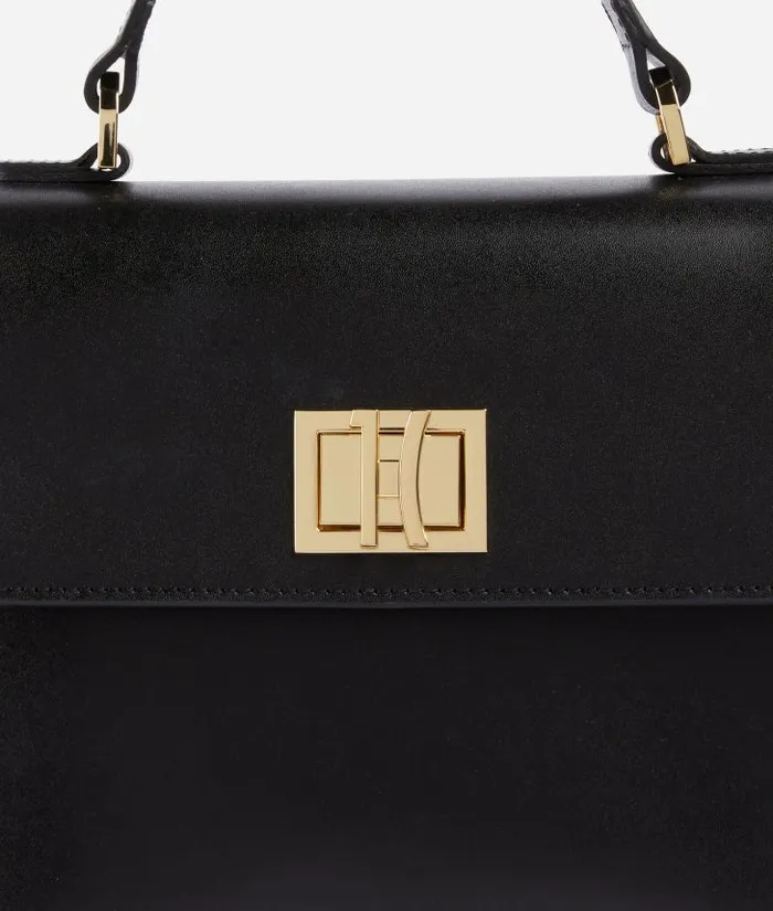 Woman Top Handle Bags Alviero Martini Winter Spirit Mini Smooth Leather Tote Bag With Crossbody Strap Black