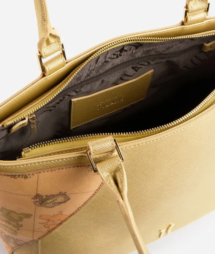 Woman Totes Alviero Martini Flying City Shopper Bag Bright Gold
