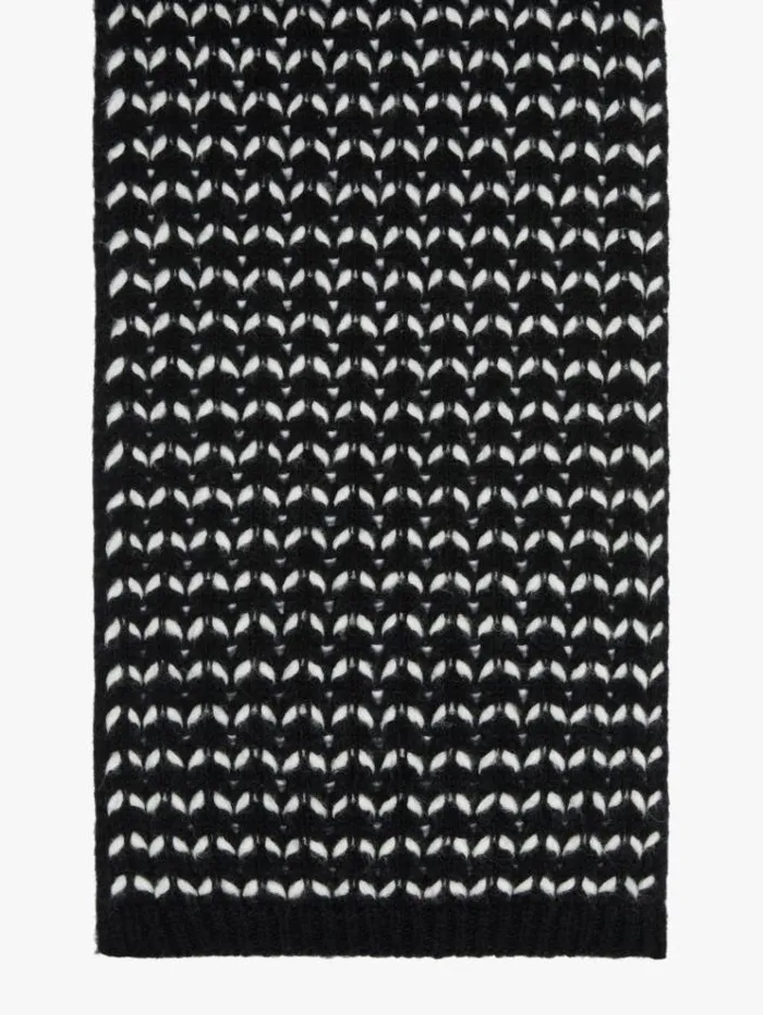 Woman Twotone Wool Jacquard Stole Black Maxmara Scarves And Foulards
