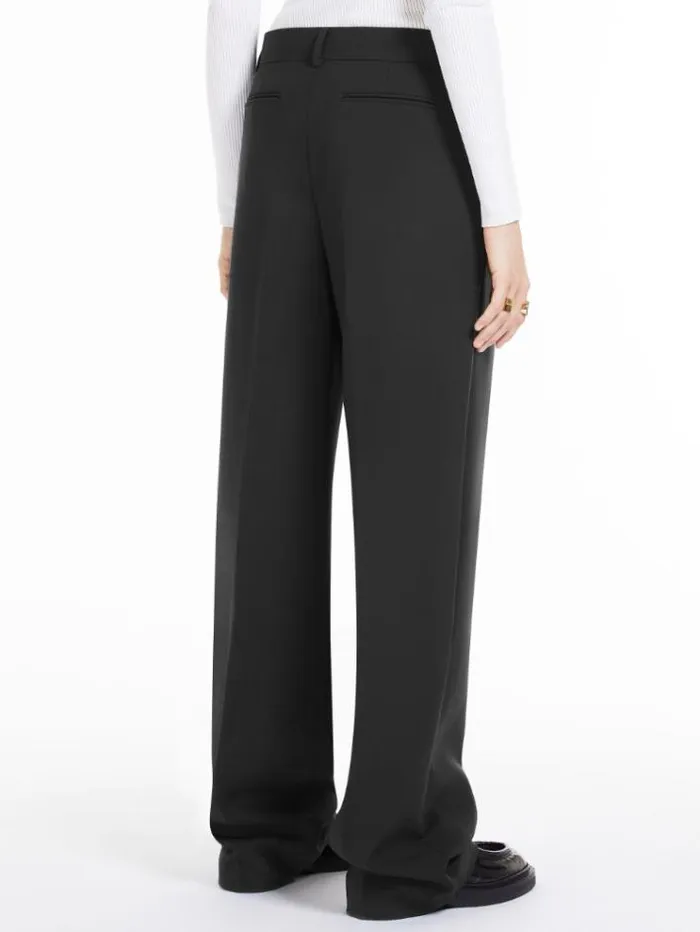 Woman Widefit Stretch Wool Trousers Black Maxmara Trousers Woman Widefit Stretch Wool Trousers Black Maxmara Trousers