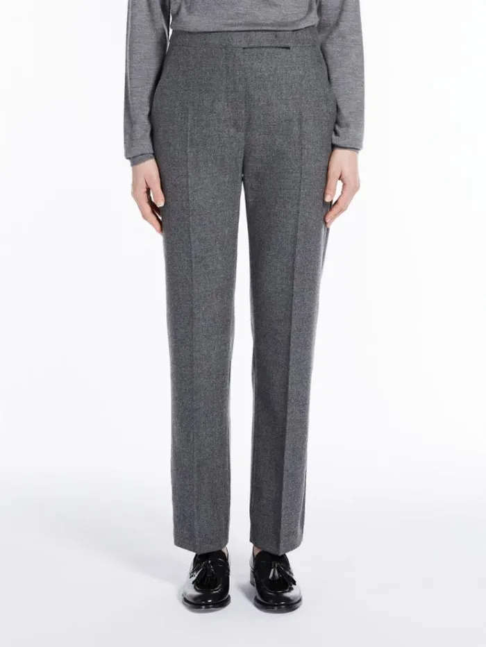 Woman Wool And Cashmere Cigarette Trousers Medium Grey Maxmara Trousers