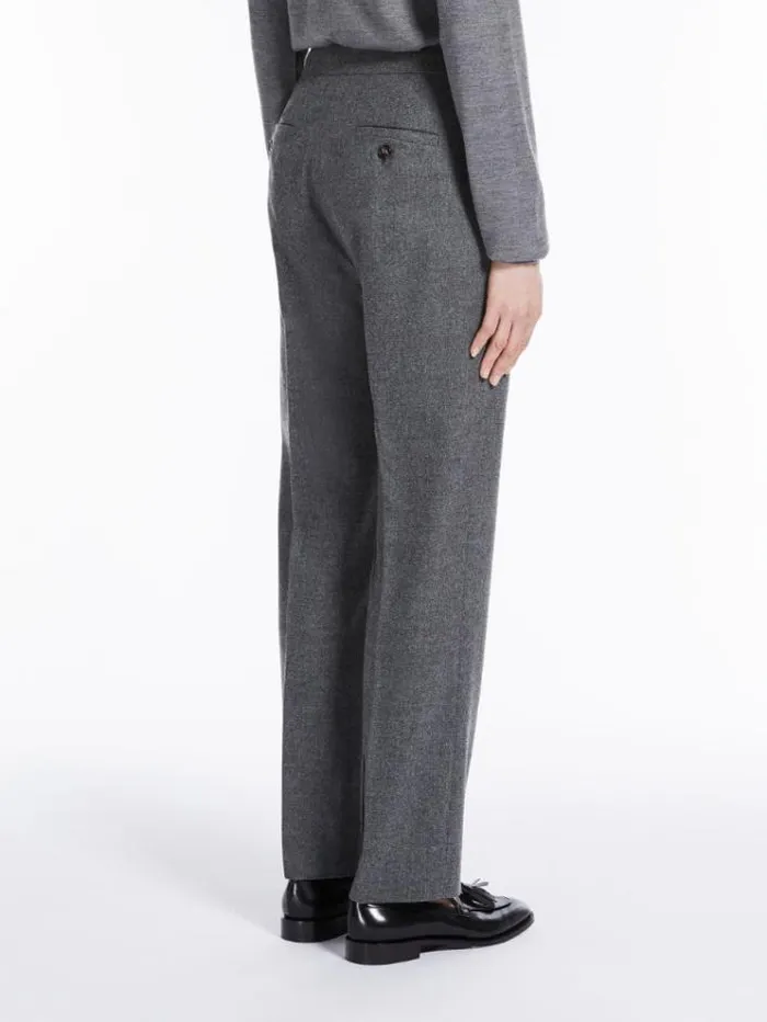 Woman Wool And Cashmere Cigarette Trousers Medium Grey Maxmara Trousers Woman Wool And Cashmere Cigarette Trousers Medium Grey Maxmara Trousers