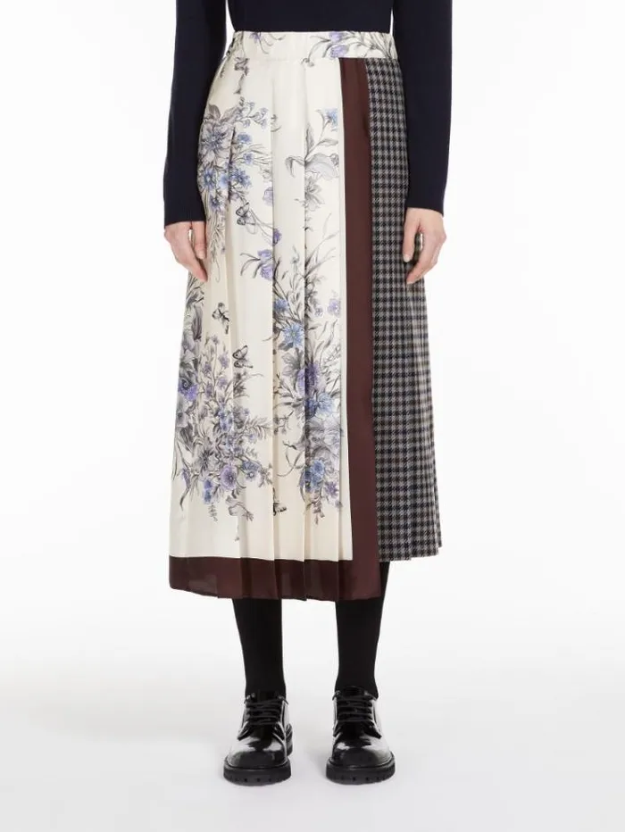 Woman Wool And Cotton Basketweave Skirt Ultramarine Maxmara Skirts