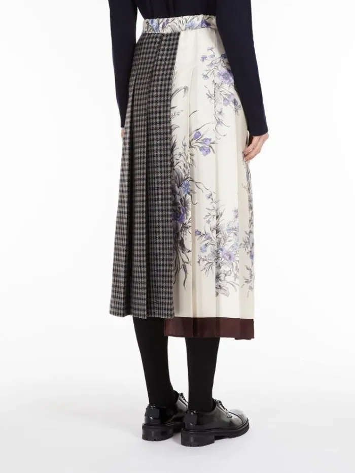 Woman Wool And Cotton Basketweave Skirt Ultramarine Maxmara Skirts