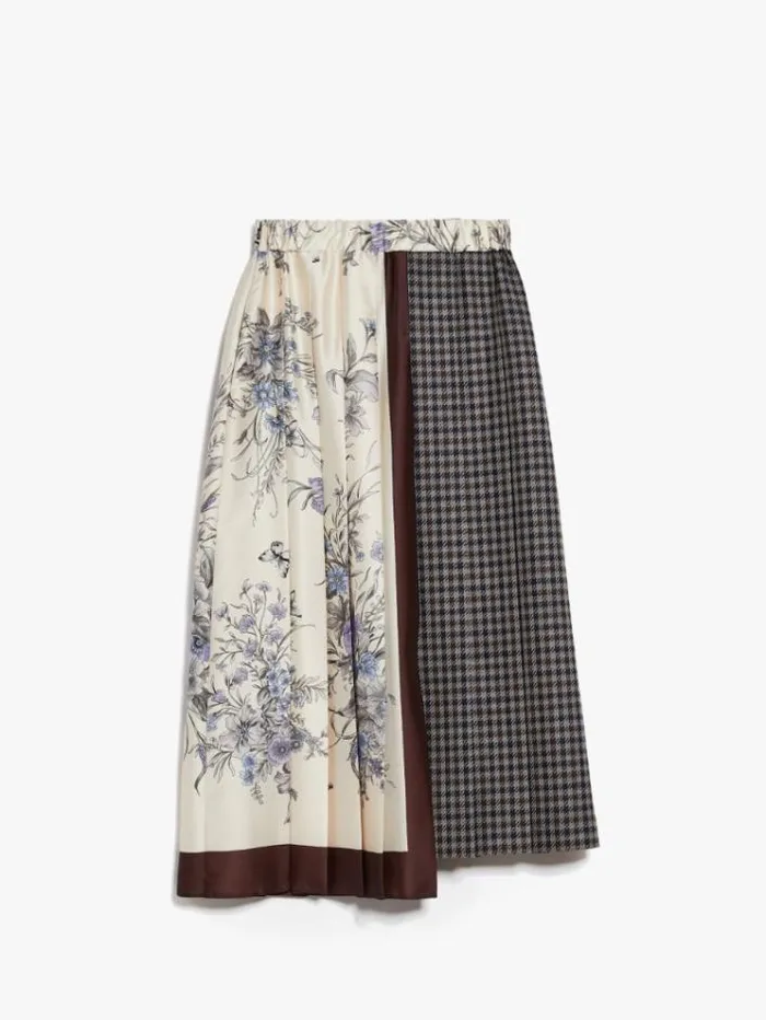 Woman Wool And Cotton Basketweave Skirt Ultramarine Maxmara Skirts