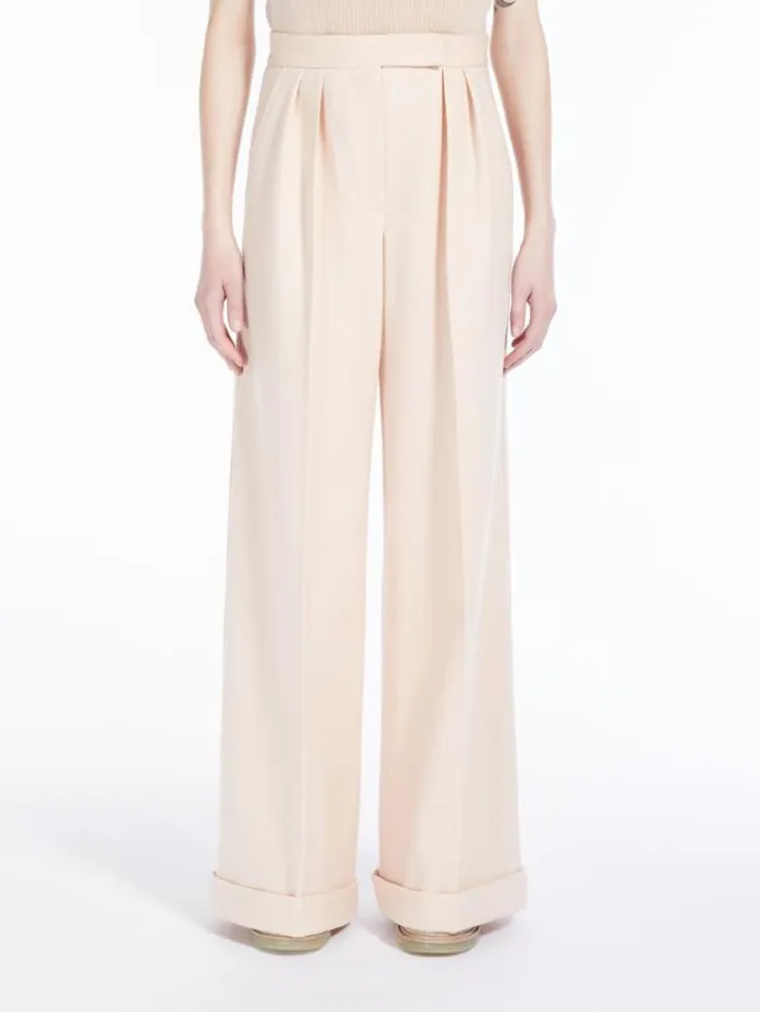 Woman Wool Jersey Palazzo Trousers Pink Maxmara Trousers