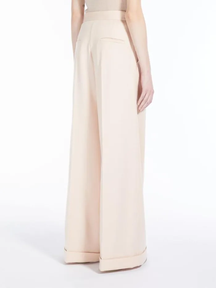 Woman Wool Jersey Palazzo Trousers Pink Maxmara Trousers Woman Wool Jersey Palazzo Trousers Pink Maxmara Trousers